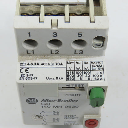Allen Bradley 140-MN-0630 Ser C Manual Motor Starter / Protector 15HP 4.0-6.3A