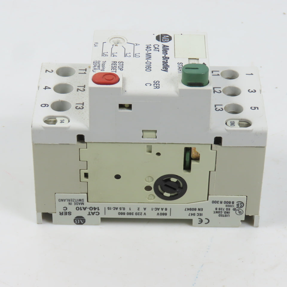 Allen Bradley 140-MN-0160 Ser C Manual Motor Starter / Protector 1HP 1.0-1.6A