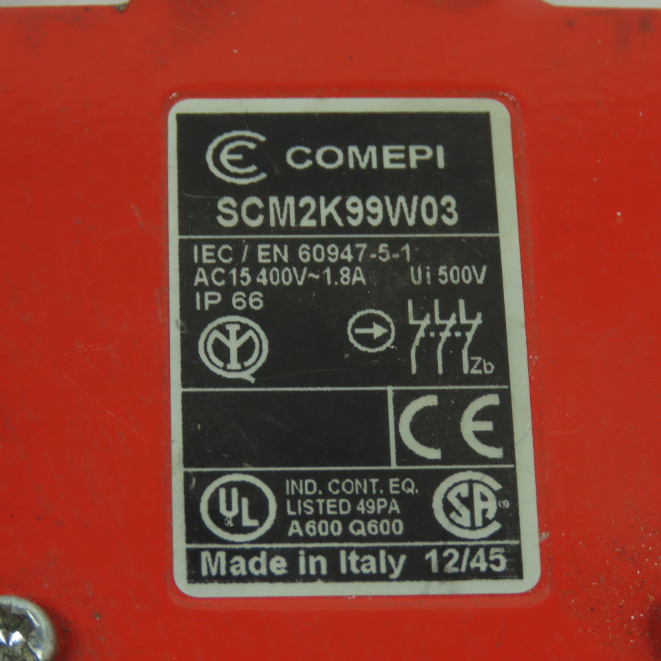 Comepi SCM2K99W03 Cable Pull Interlock Safety Switch 1/2" NPT 400V 1.8A