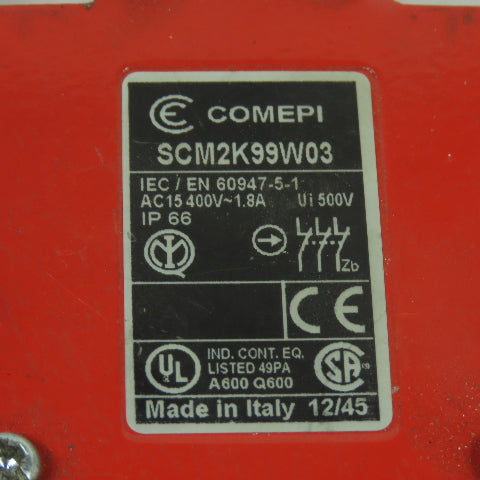 Comepi SCM2K99W03 Cable Pull Interlock Safety Switch 1/2" NPT 400V 1.8A