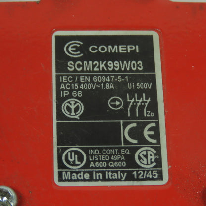Comepi SCM2K99W03 Cable Pull Interlock Safety Switch 1/2" NPT 400V 1.8A