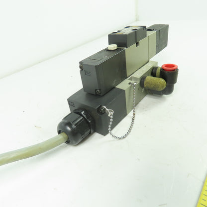 SMC NVFS2400-5FZB Solenoid Valve 1.0MPa 21-26VDC Coil W/ Manifold Block