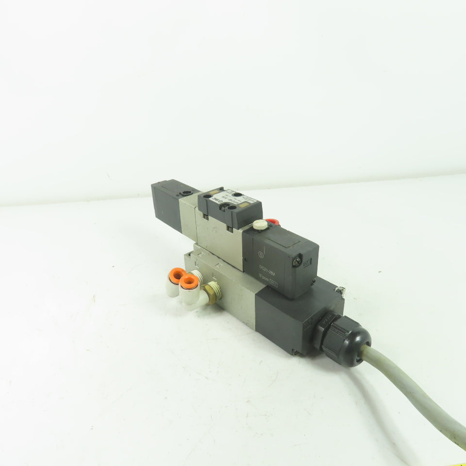 SMC NVFS2400-5FZB Solenoid Valve 1.0MPa 21-26VDC Coil W/ Manifold Block