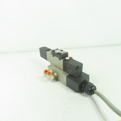 SMC NVFS2400-5FZB Solenoid Valve 1.0MPa 21-26VDC Coil W/ Manifold Block