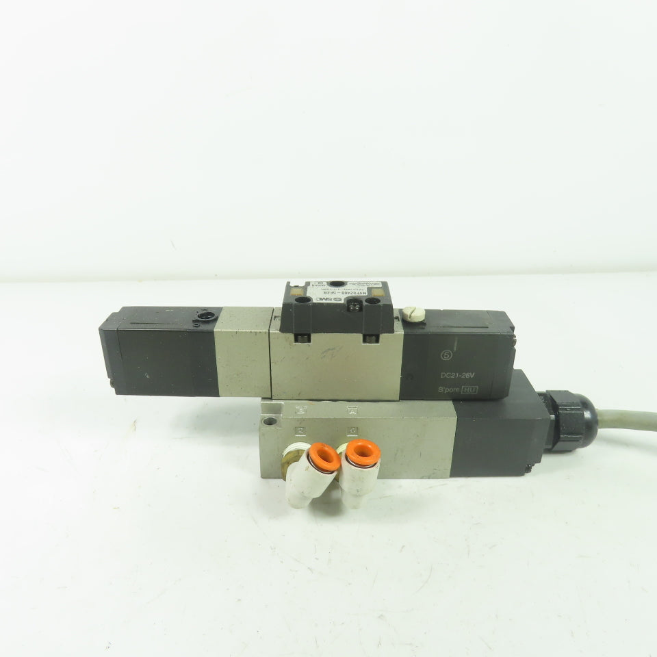 SMC NVFS2400-5FZB Solenoid Valve 1.0MPa 21-26VDC Coil W/ Manifold Block