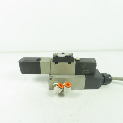 SMC NVFS2400-5FZB Solenoid Valve 1.0MPa 21-26VDC Coil W/ Manifold Block