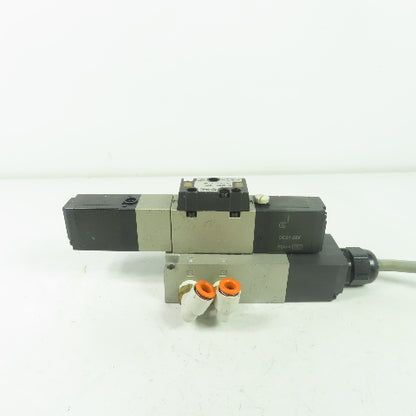 SMC NVFS2400-5FZB Solenoid Valve 1.0MPa 21-26VDC Coil W/ Manifold Block