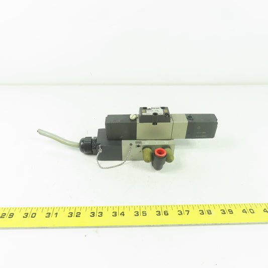 SMC NVFS2400-5FZB Solenoid Valve 1.0MPa 21-26VDC Coil W/ Manifold Block
