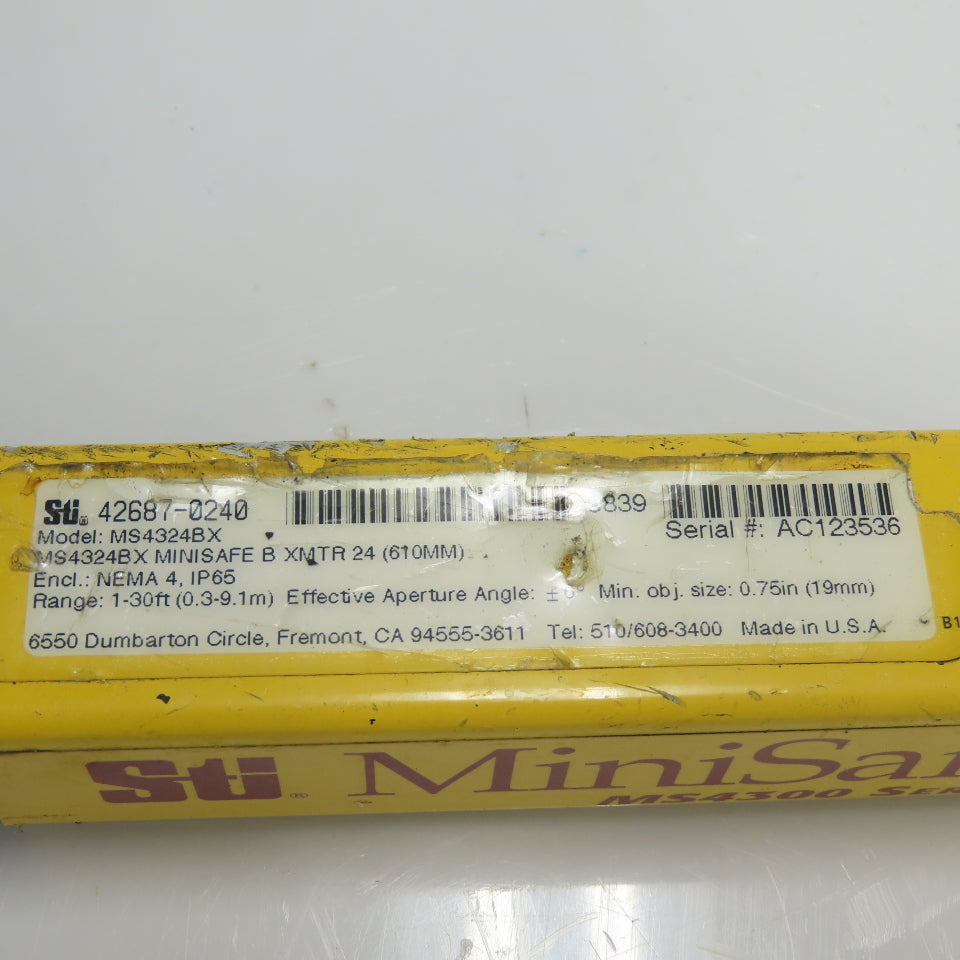STI MS4324BX Mini-Safe Light Curtain Transmitter 1-30Ft Range 42687-0240