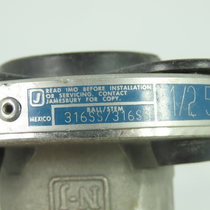 Jamesbury 1/2 530S-V-31-3600-TT Ball Valve 1/2-30S CF8M 720CWP-PSIG