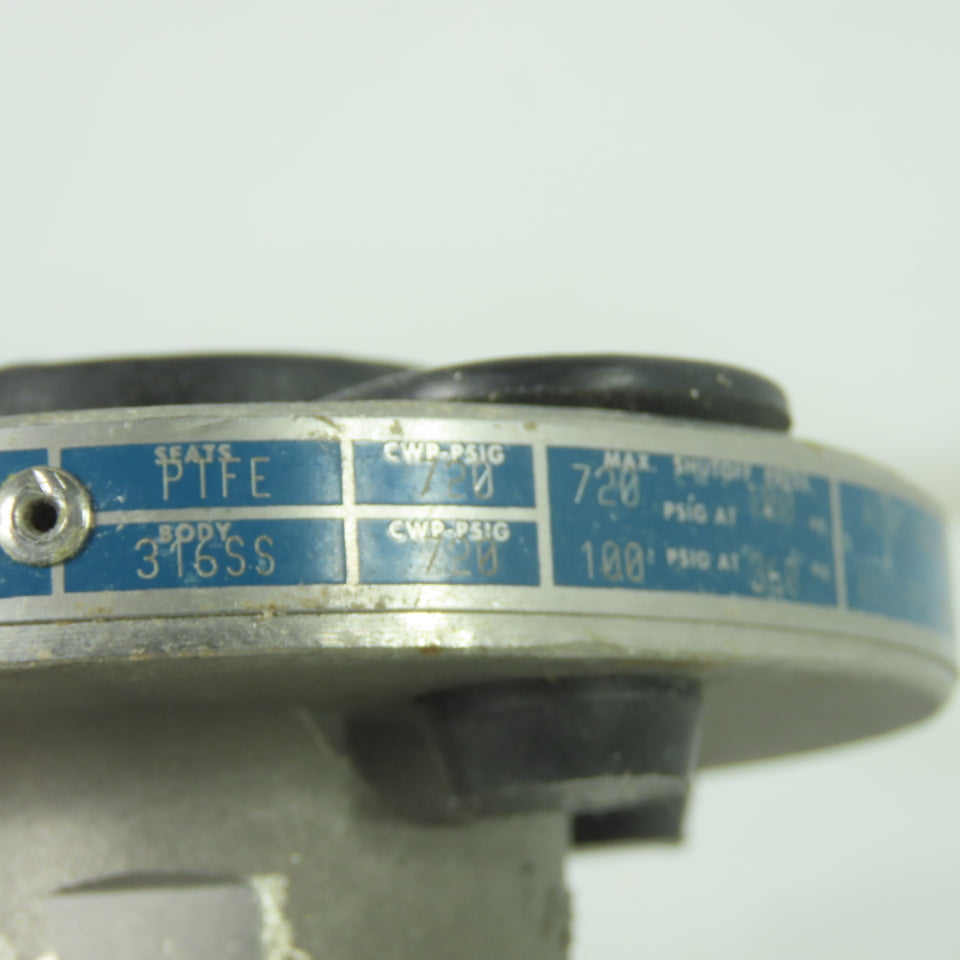 Jamesbury 1/2 530S-V-31-3600-TT Ball Valve 1/2-30S CF8M 720CWP-PSIG