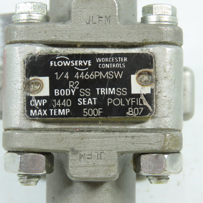 Flowserve 4466PMSW 1/4" Stainless Steel Ball Valve CWP 1440 Temp 500°F