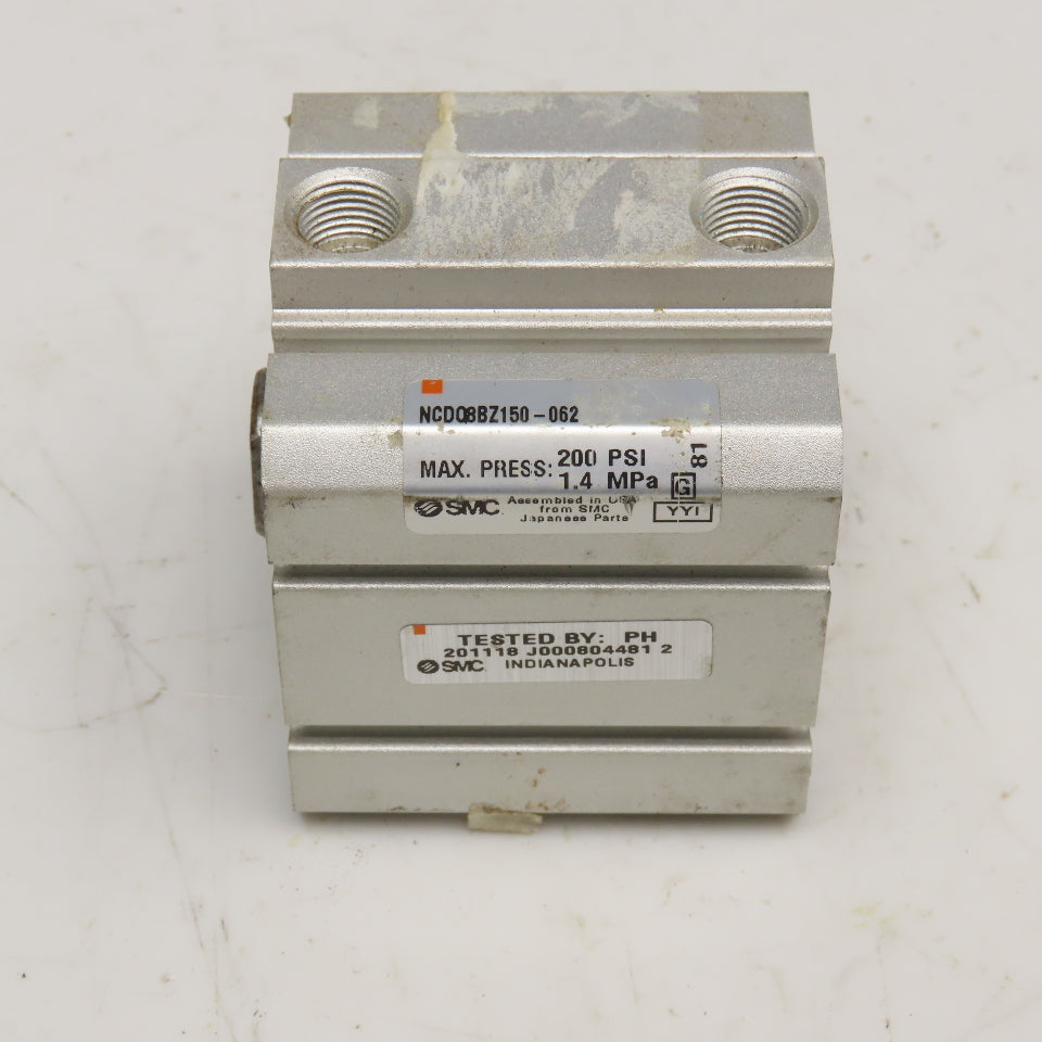 SMC NCDQ8BZ150-062 1-1/2" Bore 5/8" Stroke Double Acting Air Cylinder