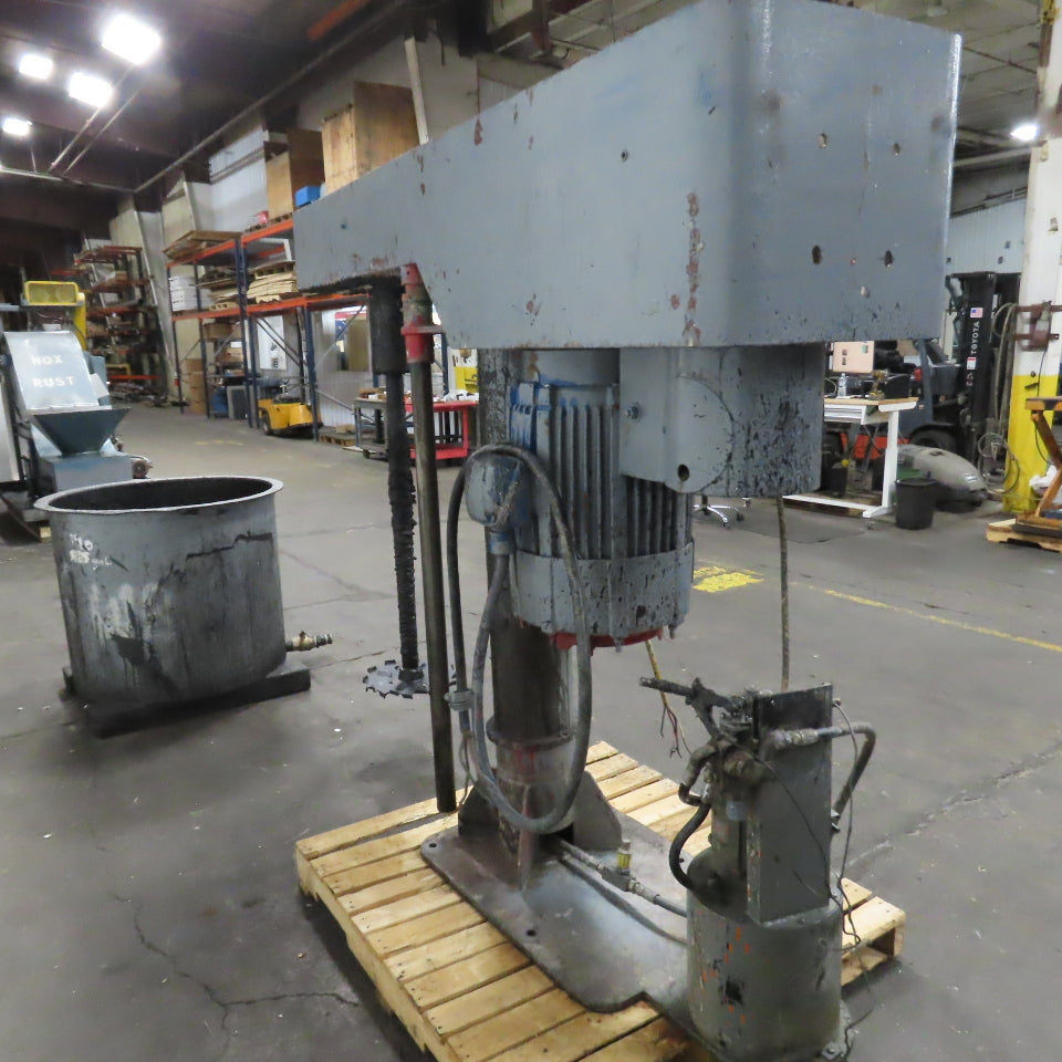 Schold Style Vertical Post Mounted Mixer Disperser W/ Hydraulic Lift & 2 Tubs