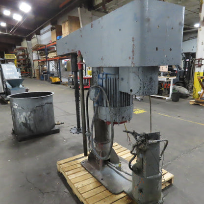 Schold Style Vertical Post Mounted Mixer Disperser W/ Hydraulic Lift & 2 Tubs