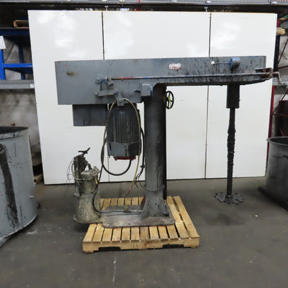 Schold Style Vertical Post Mounted Mixer Disperser W/ Hydraulic Lift & 2 Tubs