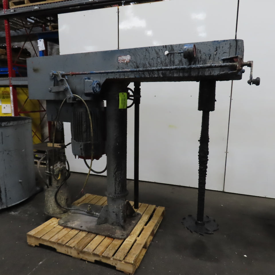 Schold Style Vertical Post Mounted Mixer Disperser W/ Hydraulic Lift & 2 Tubs