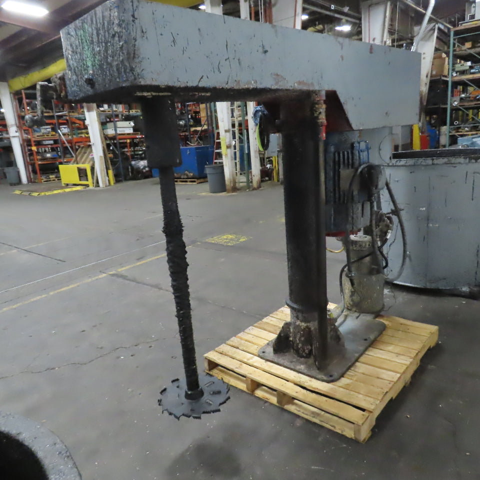 Schold Style Vertical Post Mounted Mixer Disperser W/ Hydraulic Lift & 2 Tubs