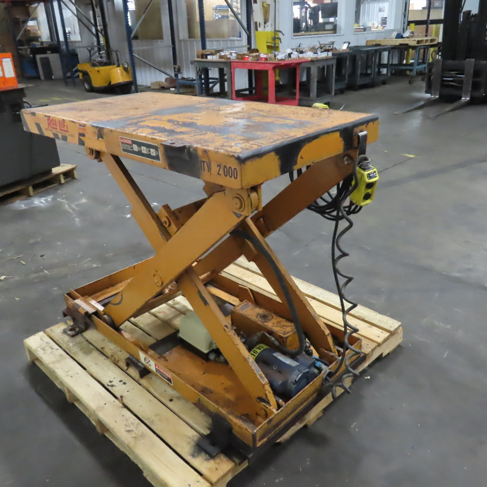 Rol-Lift 48" x 24" 115/230V 1PH Lift Table 1 Ton 2000LB Cap. 9" To 41"H