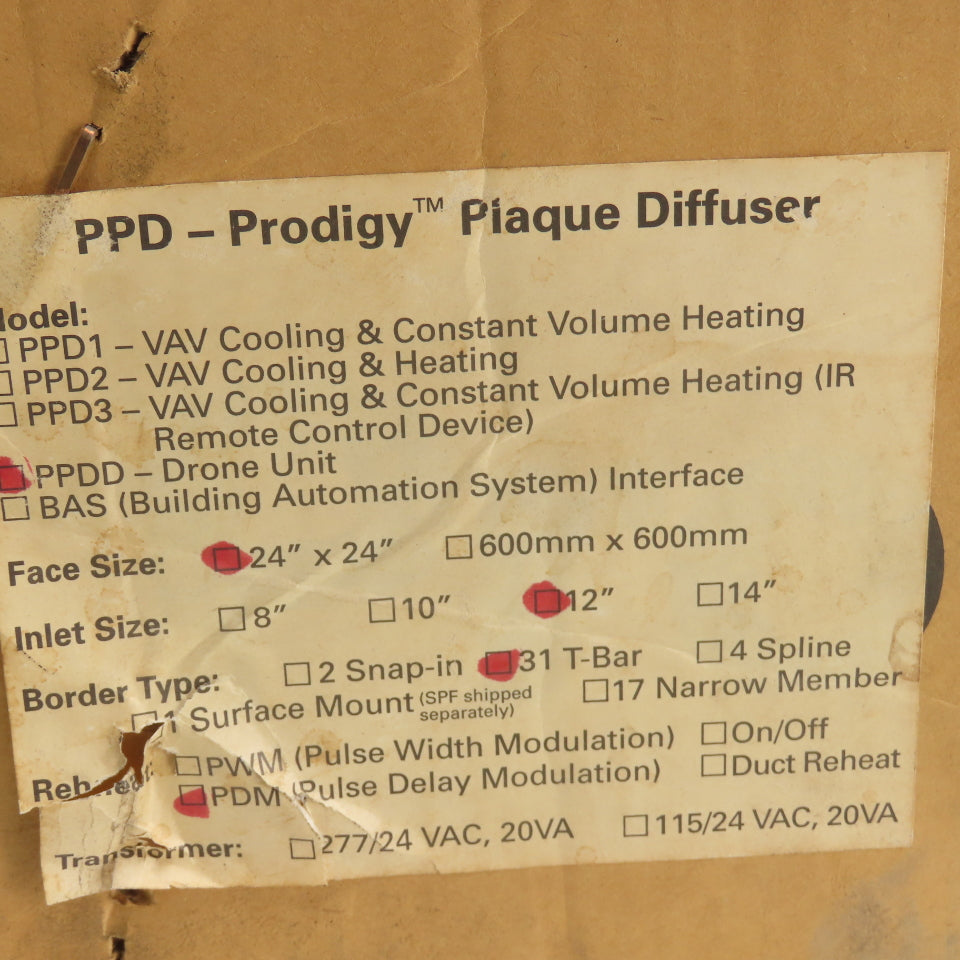 Price PPDD Prodigy 24" x 24" Square Plate Diffuser 12" Inlet