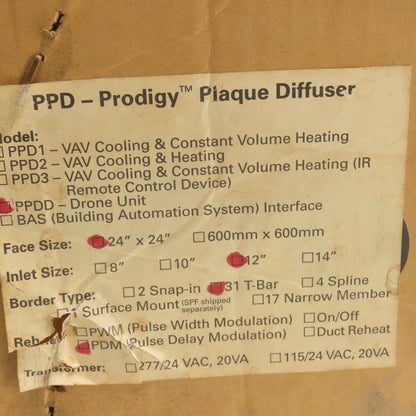 Price PPDD Prodigy 24" x 24" Square Plate Diffuser 12" Inlet