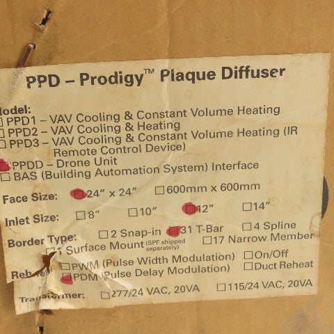 Price PPDD Prodigy 24" x 24" Square Plate Diffuser 12" Inlet