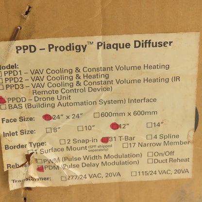 Price PPDD Prodigy 24" x 24" Square Plate Diffuser 12" Inlet