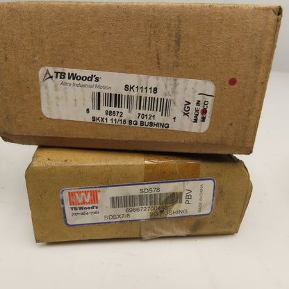 TB Woods SK SDS SHX Series Bushings All NOS 7/8", 1-11/16", 1-1/8" Bore Lot Of 4