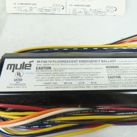 Mule M-F40-70 Fluorescent Emergency Ballast 120/277VAC 3.5W 280mA