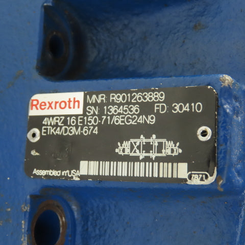 Rexroth 4WRZ16E150-71/6EG24N9 ETK4/D3M-674 Proportional Hydraulic Valve