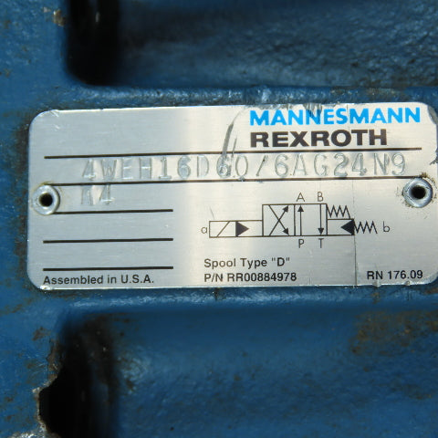 Rexroth 4WEH16D60/6AG24N9 Directional Hydraulic Spool Valve