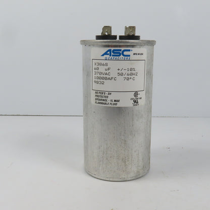 ASC X386S 370VAC Capacitor 60uF + / - 10% 10000AFC 50/60HZ 70°C