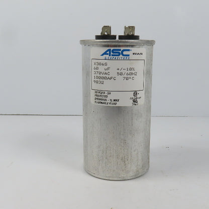 ASC X386S 370VAC Capacitor 60uF + / - 10% 10000AFC 50/60HZ 70°C