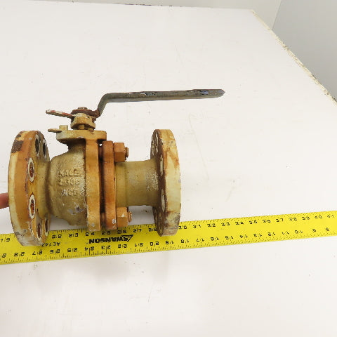 Kace 2-300 WCB 2" Flanged Cast Iron Manual Ball Valve 6-1/2" OD 8-3/8" OAL