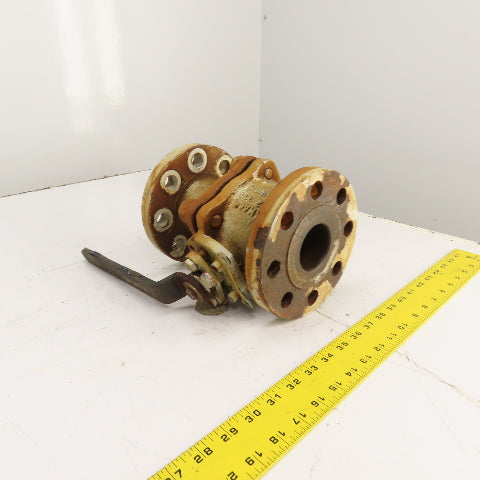 Kace 2-300 WCB 2" Flanged Cast Iron Manual Ball Valve 6-1/2" OD 8-3/8" OAL