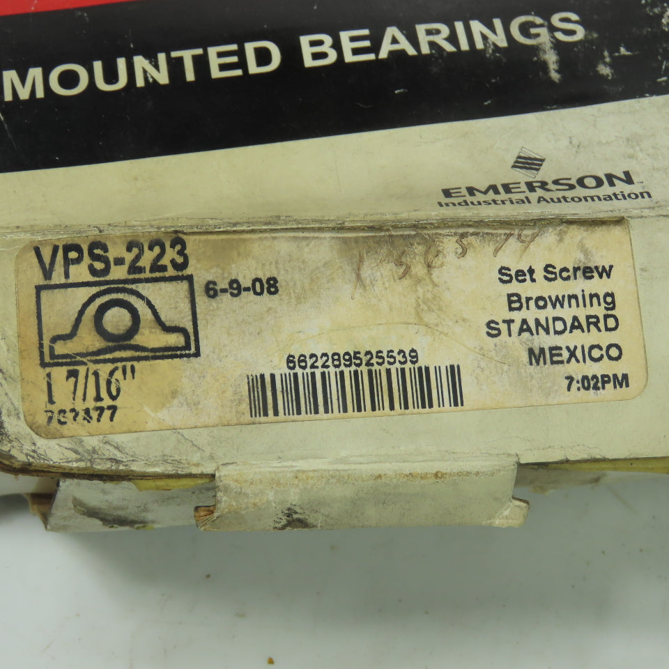 Browning VPS-223 2-Bolt Pillow Block Ball Bearing 1-7/16" Bore