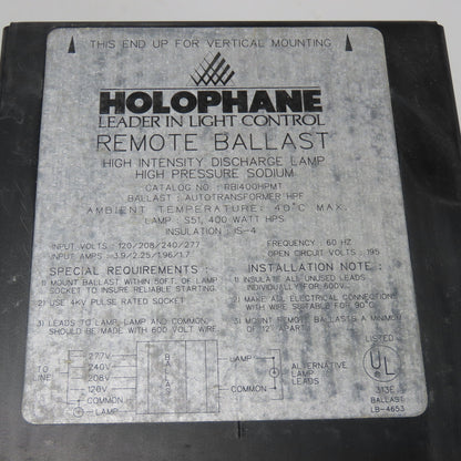 Holophane RBI400HPMT Remote Ballast Indoor 400W 120/208/240/277V