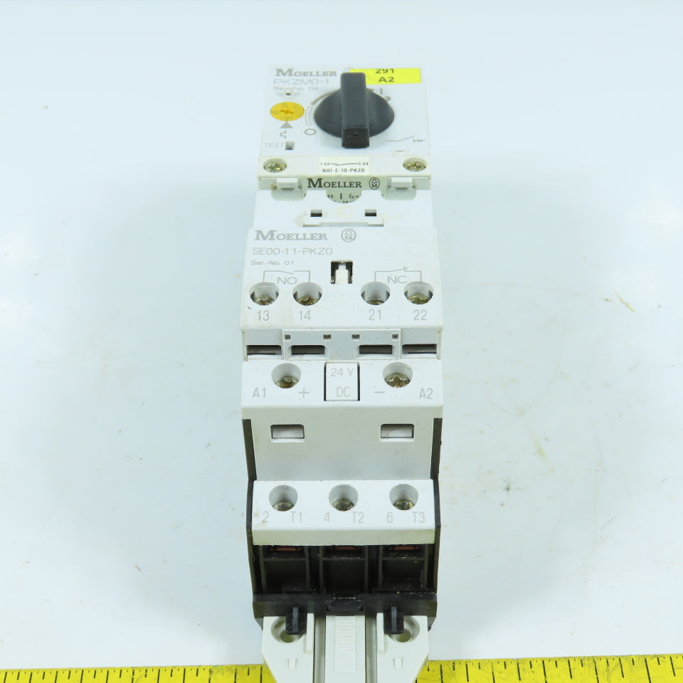 Moeller SE00-11-PKZ0 Motor Starter 24VDC Coil W/ PKZM0-1 0.63-1.0A
