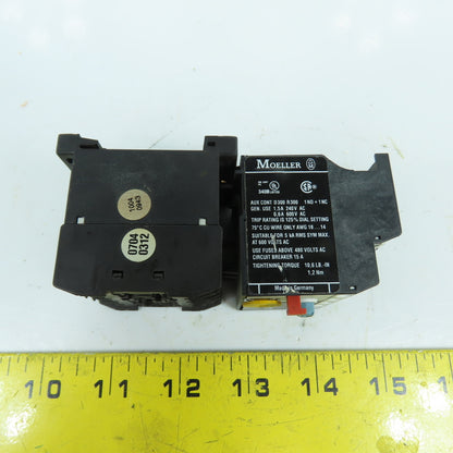 Moeller DILEM-10-G IEC Power Contactor 24VDC Coil 5HP W/ZE-0.6 Overload 0.4-0.6A