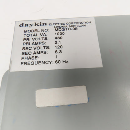 Daykin MDGTC-05 480V Primary 1Ph 120V Secondary Transformer Disconnect 1000VA