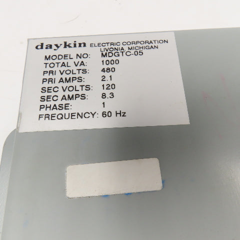 Daykin MDGTC-05 480V Primary 1Ph 120V Secondary Transformer Disconnect 1000VA