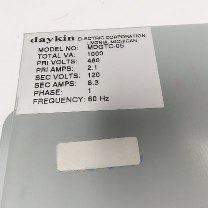 Daykin MDGTC-05 480V Primary 1Ph 120V Secondary Transformer Disconnect 1000VA