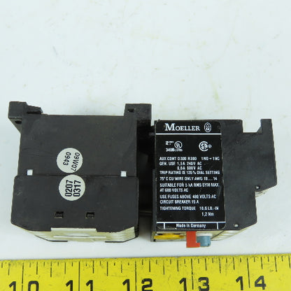 Moeller DILEM-10-G IEC Power Contactor 24VDC Coil 5HP W/ZE-1.0 Overload 0.6-1.0A