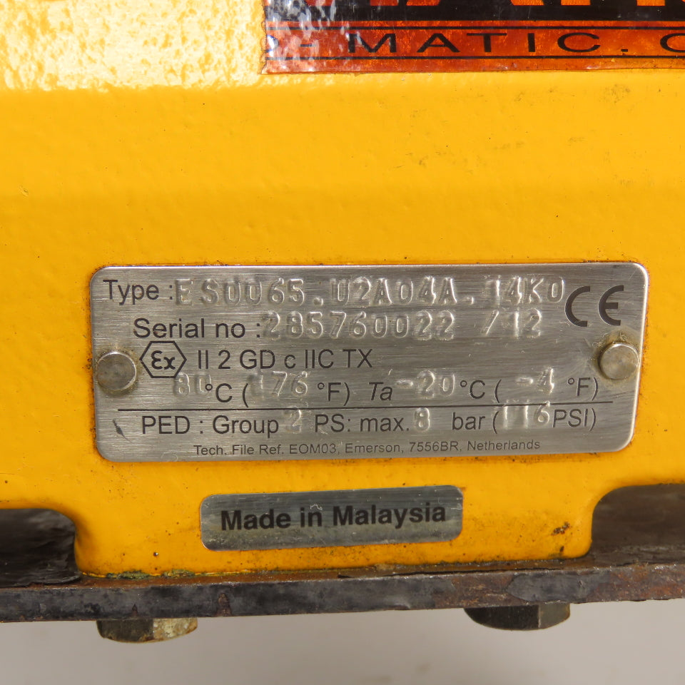 El-O-Matic ES0065.U2A04A.14K0 Pneumatic Valve Actuator 116PSI W/Beacon Indicator