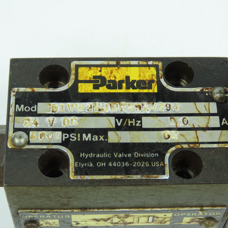 Parker D1VW9HJWF59X4394 Hydraulic Directional Valve 24VDCC 3000PSI