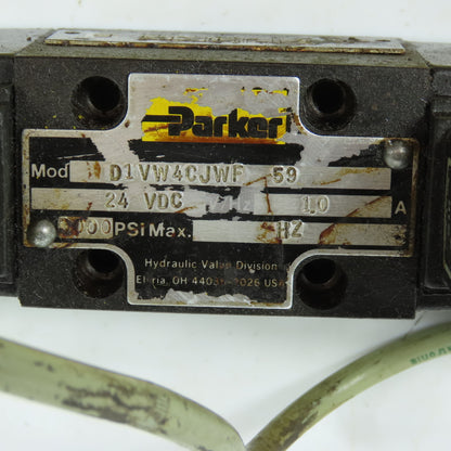 Parker D1VW4CJWF 59 Hydraulic Solenoid Directional Valve 24VDCC 3000PSI