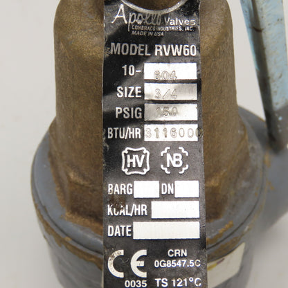 Apollo RVW60 10-604 3/4" NPT 150PSI Pressure Relief Valve