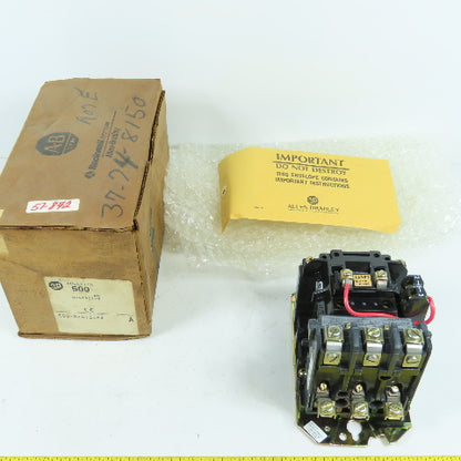 Allen Bradley 500-M/A13064 Size 1 Motor Starter 27A 10HP 120V 40HZ Coil NEW
