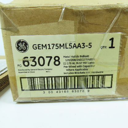 GE GEM175ML5AA3-5 63078 175W Metal Halide Ballast M-57 Lamp 120-480V NEW