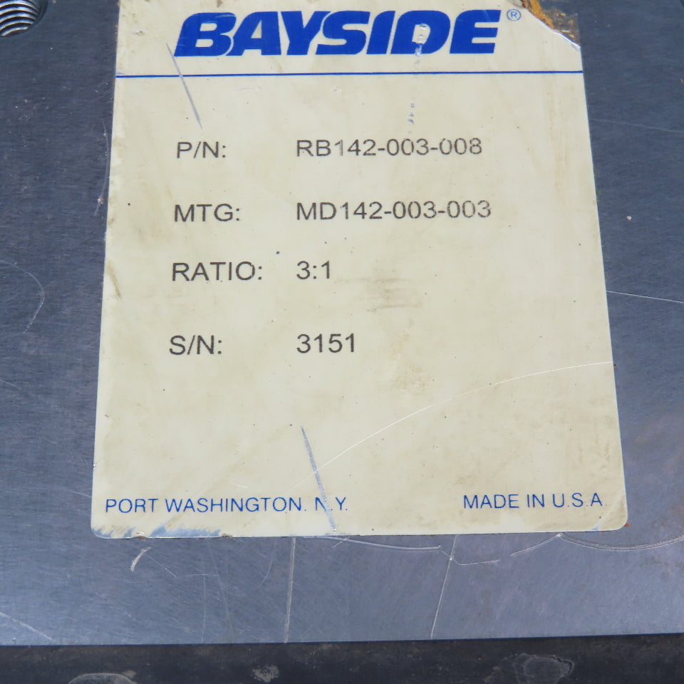 Bayside RB142-003-008 3:1 Ratio Right Angle Gear Reducer